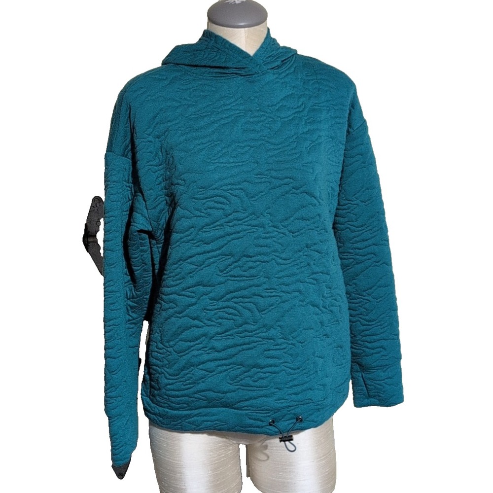 nine West Active Wear Hooded Sweatshirt Quilted S Teal workout sport womens